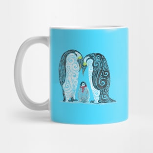 Swirly Penguin Family Mug